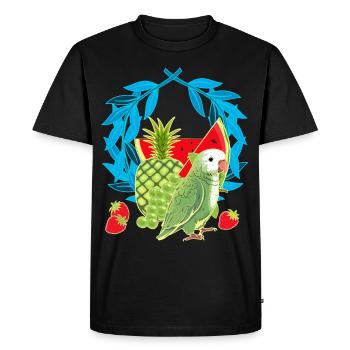 Fruit Foxes Fruit Summer Parrot - Men's Premium Organic T-Shirt - black - Front - Nico (187cm)