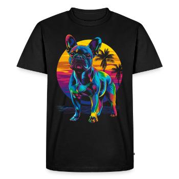 French Bulldog Frenchie Dog Beach Sunbathing - Men's Premium Organic T-Shirt - black - Front - Nico (187cm)