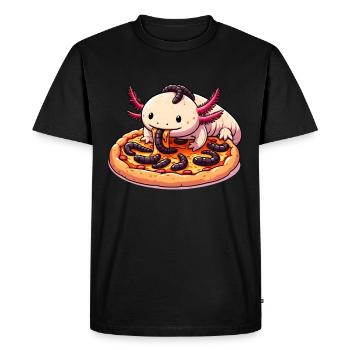 Pizza Party for Axolotl - Men's Premium Organic T-Shirt - black - Front - Nico (187cm)