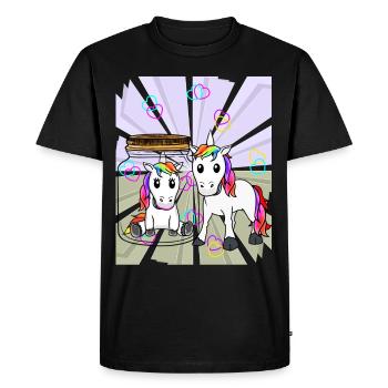 Unicorns Unicorn Mythical Animal Love Heart Valentine - Men's Premium Organic T-Shirt - black - Front - Nico (187cm)