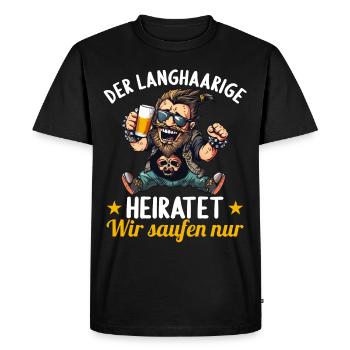 l’homme aux cheveux longs se marie enterrement de vie de garçon enterrement de vie de garçon - T-shirt Premium bio Homme - noir - Devant - Nico (187cm)