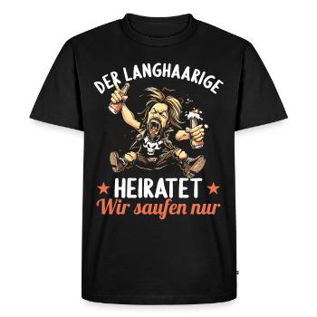 l’homme aux cheveux longs se marie enterrement de vie de garçon enterrement de vie de garçon - T-shirt Premium bio Homme - noir - Devant - Nico (187cm)