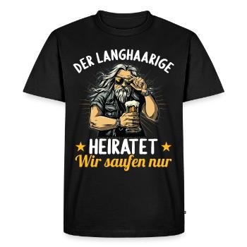 l’homme aux cheveux longs se marie enterrement de vie de garçon enterrement de vie de garçon - T-shirt Premium bio Homme - noir - Devant - Nico (187cm)