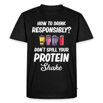 Comment boire de manière responsable ? Répandre - T-shirt Premium bio Homme - noir - Devant - Nico (187cm)