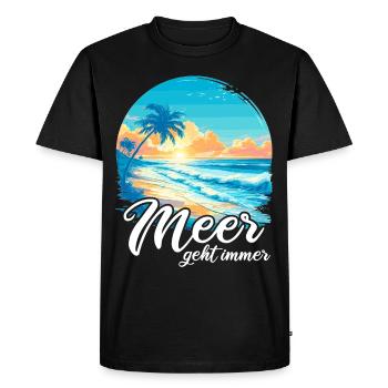 The sea always goes on holiday trips - Men's Premium Organic T-Shirt - black - Front - Nico (187cm)