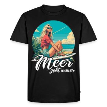 The sea always goes on holiday trips - Men's Premium Organic T-Shirt - black - Front - Nico (187cm)