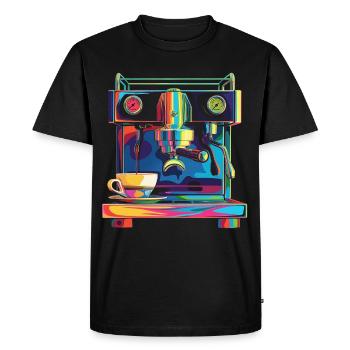 Barista Kaffeemaschine Pop Art - Männer Premium Bio T-Shirt - Schwarz - Vorne - Nico (187cm)