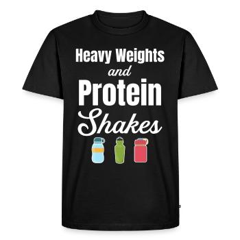 S'entraîner avec des poids lourds et des boissons protéinées - T-shirt Premium bio Homme - noir - Devant - Nico (187cm)