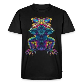 Lunettes de soleil Reptile Dragon Lézard Barbu Pop Art - T-shirt Premium bio Homme - noir - Devant - Nico (187cm)