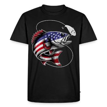 Bass Fish États-Unis d'Amérique - T-shirt Premium bio Homme - noir - Devant - Nico (187cm)