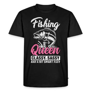 Reine de la pêche cassy impertinente et un peu impertinente - T-shirt Premium bio Homme - noir - Devant - Nico (187cm)