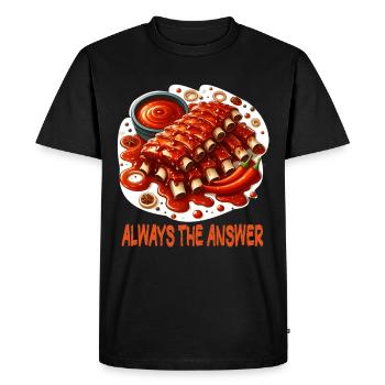 Délicieuses côtes levées au barbecue - T-shirt Premium bio Homme - noir - Devant - Nico (187cm)