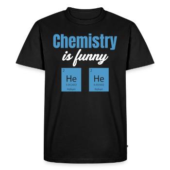 Chemistry is funny. He He Science Periodic - Men's Premium Organic T-Shirt - black - Front - Nico (187cm)