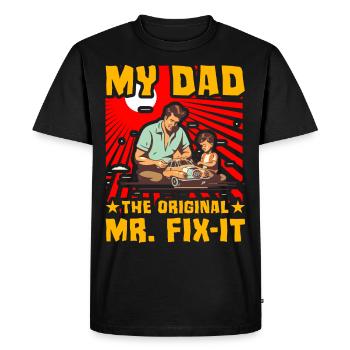 Mon père le premier M. Fix-it - T-shirt Premium bio Homme - noir - Devant - Nico (187cm)