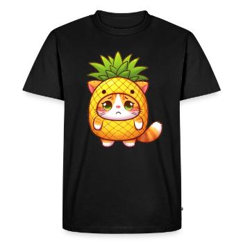 Chat mignon en costume d’ananas - T-shirt Premium bio Homme - noir - Devant - Nico (187cm)