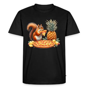 Squirrel enjoying pizza - Men's Premium Organic T-Shirt - black - Front - Nico (187cm)