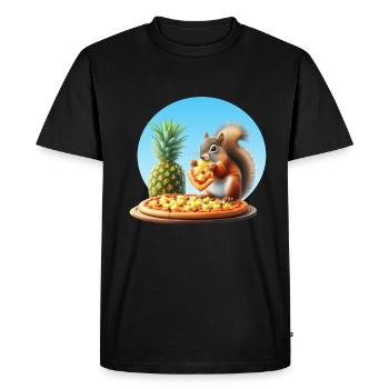 Squirrel enjoying pizza - Men's Premium Organic T-Shirt - black - Front - Nico (187cm)
