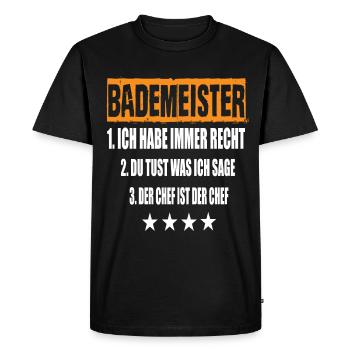 Maître nageur - T-shirt Premium bio Homme - noir - Devant - Nico (187cm)
