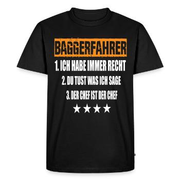 Opérateur d’excavatrice - T-shirt Premium bio Homme - noir - Devant - Nico (187cm)