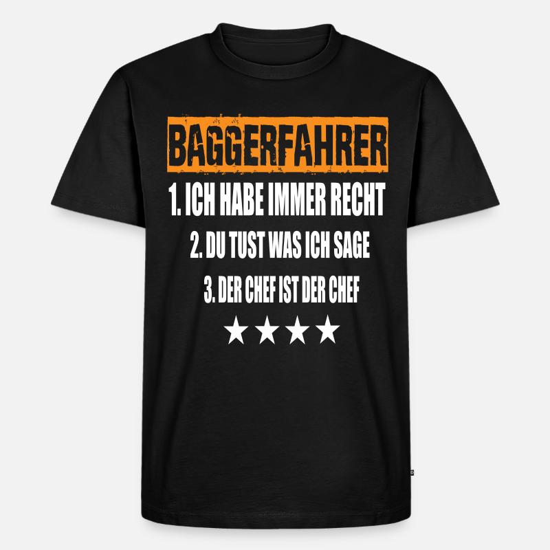 Baggerfahrer - Männer Premium Bio T-Shirt - Schwarz