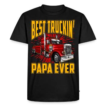 Best truckin Papa ever - Men's Premium Organic T-Shirt - black - Front - Nico (187cm)