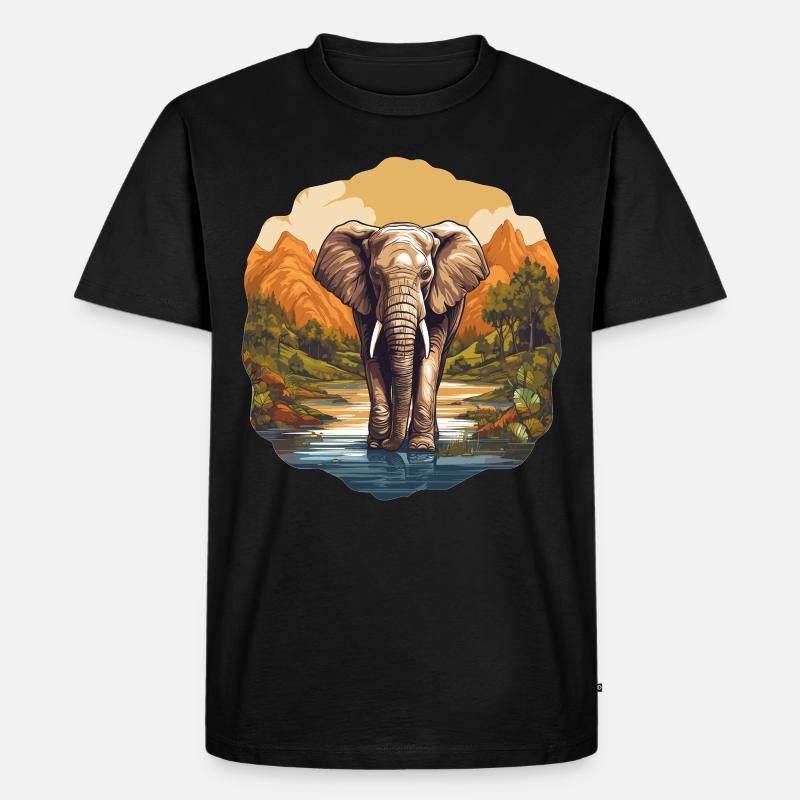 Elefanten Elefant - Männer Premium Bio T-Shirt - Schwarz