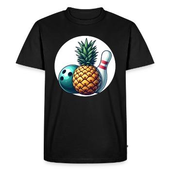 Tropical bowling ball and pineapple - Men's Premium Organic T-Shirt - black - Front - Nico (187cm)