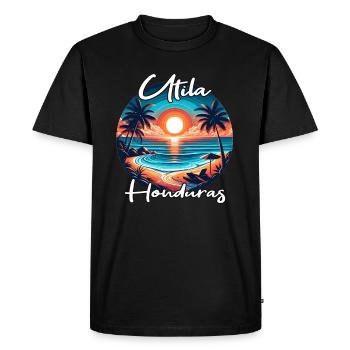 Sunset in Utila, Honduras - Men's Premium Organic T-Shirt - black - Front - Nico (187cm)