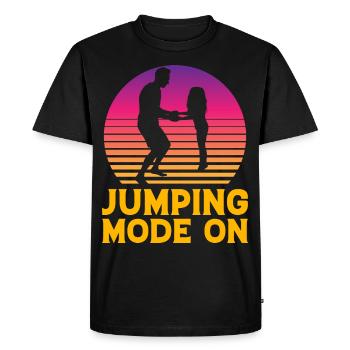 Jumping Mode on - Men's Premium Organic T-Shirt - black - Front - Nico (187cm)