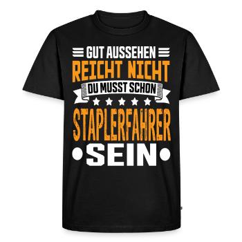 Staplerfahrer Stapler Gabelstapler Staplerfahrerin - Männer Premium Bio T-Shirt - Schwarz - Vorne - Nico (187cm)