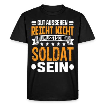 Soldat - Männer Premium Bio T-Shirt - Schwarz - Vorne - Nico (187cm)