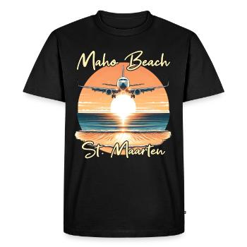 Airplane show over Maho Beach - Men's Premium Organic T-Shirt - black - Front - Nico (187cm)