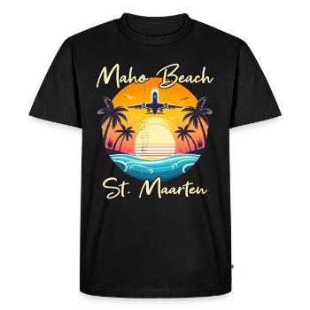 Airplane show over Maho Beach - Men's Premium Organic T-Shirt - black - Front - Nico (187cm)
