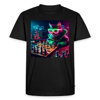 Chat du club d’échecs - T-shirt Premium bio Homme - noir - Devant - Nico (187cm)