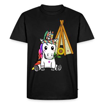 Licorne Tipi Hippie Licornes Chaman Tournesol - T-shirt Premium bio Homme - noir - Devant - Nico (187cm)