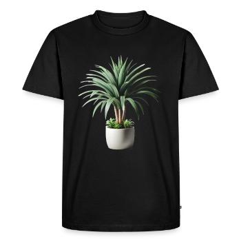 Dracaena plant in pot - Men's Premium Organic T-Shirt - black - Front - Nico (187cm)