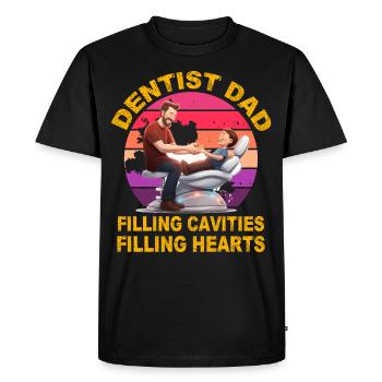 Dentist Dad filling Cavities filling Hearts - Men's Premium Organic T-Shirt - black - Front - Nico (187cm)