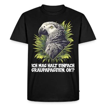 Perroquets gris d’Afrique - T-shirt Premium bio Homme - noir - Devant - Nico (187cm)