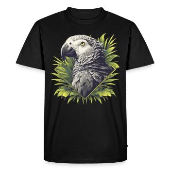 Perroquets gris d’Afrique - T-shirt Premium bio Homme - noir - Devant - Nico (187cm)