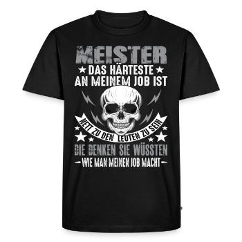 Master Craftsman Exam Master Pass Saying - Men's Premium Organic T-Shirt - black - Front - Nico (187cm)