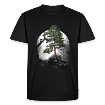 Forêt Nature sauvage Conifères Forêt Arbre Pin Halloween Arbres - T-shirt Premium bio Homme - noir - Devant - Nico (187cm)
