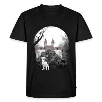 Château médiéval Forêt Loups Conte de fées Wehrwolf - T-shirt Premium bio Homme - noir - Devant - Nico (187cm)