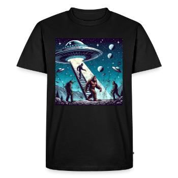 Bigfoot et l’OVNI - T-shirt Premium bio Homme - noir - Devant - Nico (187cm)