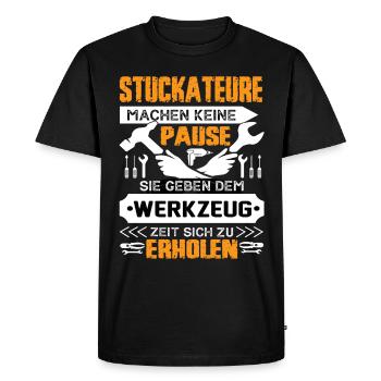 Plasterers don't take a break - Men's Premium Organic T-Shirt - black - Front - Nico (187cm)