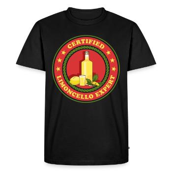 Limoncello Expert Liqueur from Lemons Gift - Men's Premium Organic T-Shirt - black - Front - Nico (187cm)