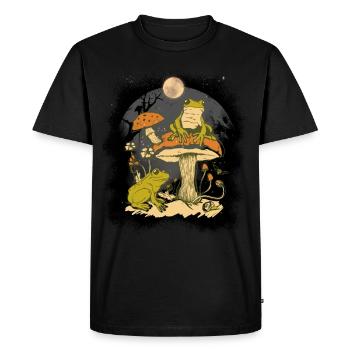Grenouille Grenouilles Amphibiens Champignons Nature - T-shirt Premium bio Homme - noir - Devant - Nico (187cm)