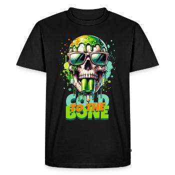 FROID JUSQU’À L’OS Crâne avec glace - Langue - T-shirt Premium bio Homme - noir - Devant - Nico (187cm)