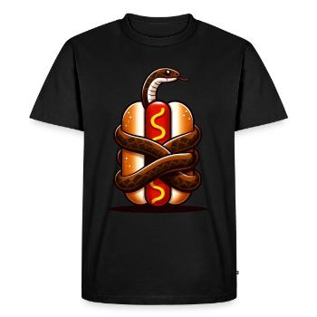 Snake Wrapped Hot Dog - Men's Premium Organic T-Shirt - black - Front - Nico (187cm)