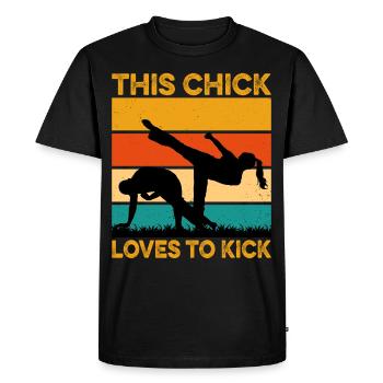 This Chick loves to kick - Men's Premium Organic T-Shirt - black - Front - Nico (187cm)