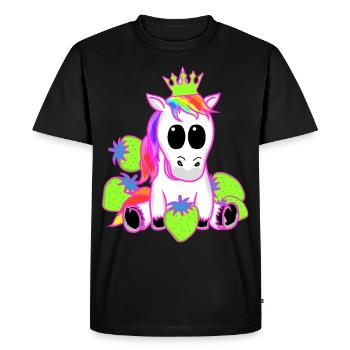 Licorne Licornes Fraise Princesse Animal Mythique - T-shirt Premium bio Homme - noir - Devant - Nico (187cm)